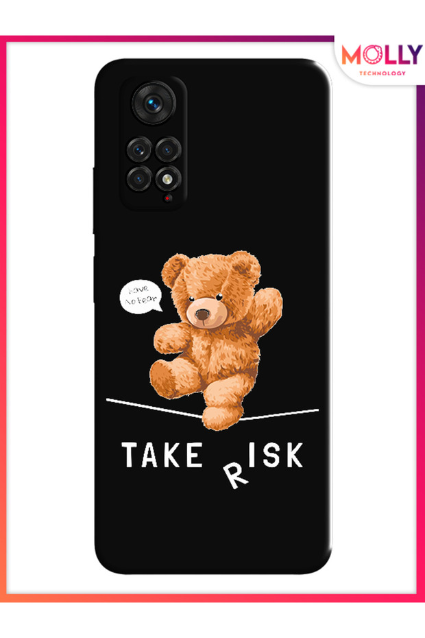حافظة سيليكون بنمط الدب باللون الأسود لهاتف Xiaomi Redmi Note 11 Pro