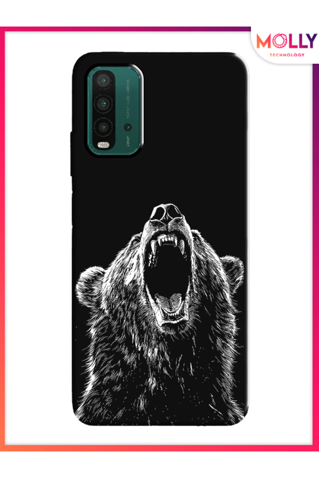 حافظة سيليكون بنمط الدب الأسود لهاتف Xiaomi Redmi 9T