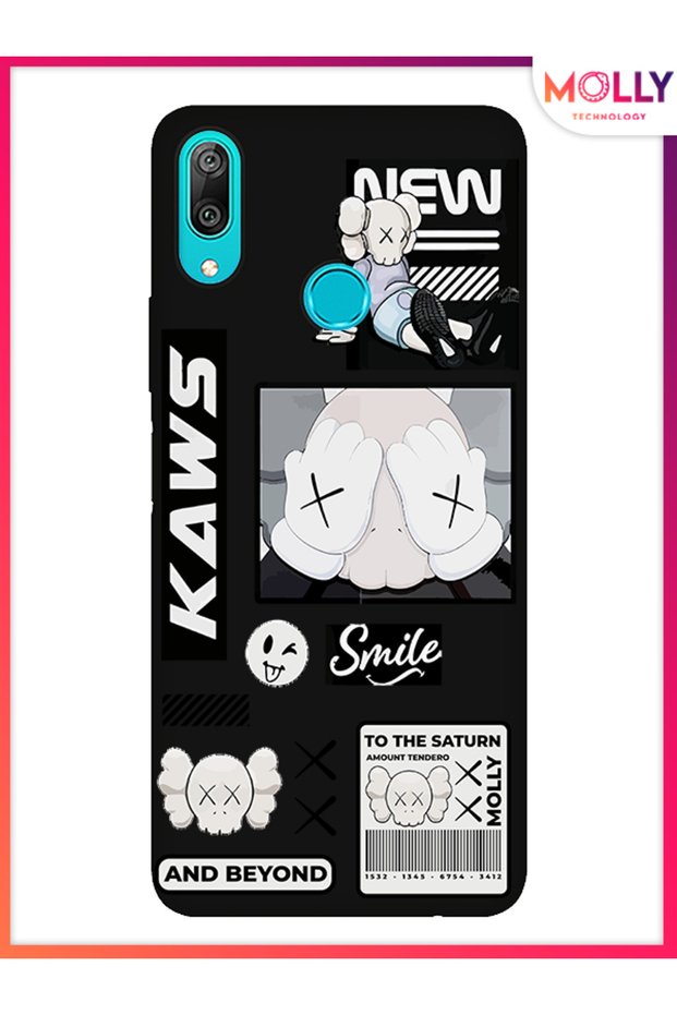 Black Sticker Chaos Pattern Silicone Case for Huawei Y7 2019