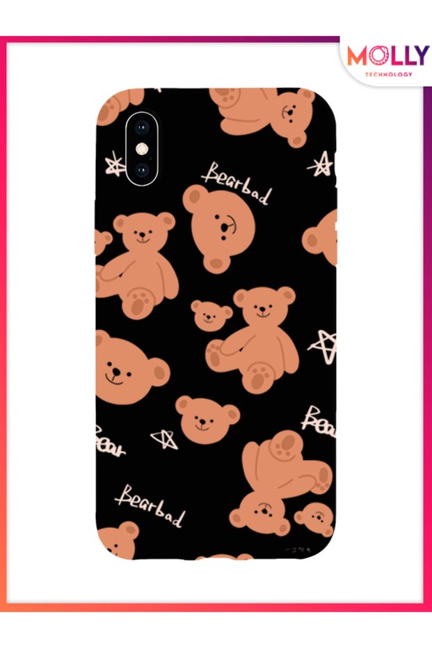 Black Boop Bearies Pattern Silicone Case for iPhone XS Max