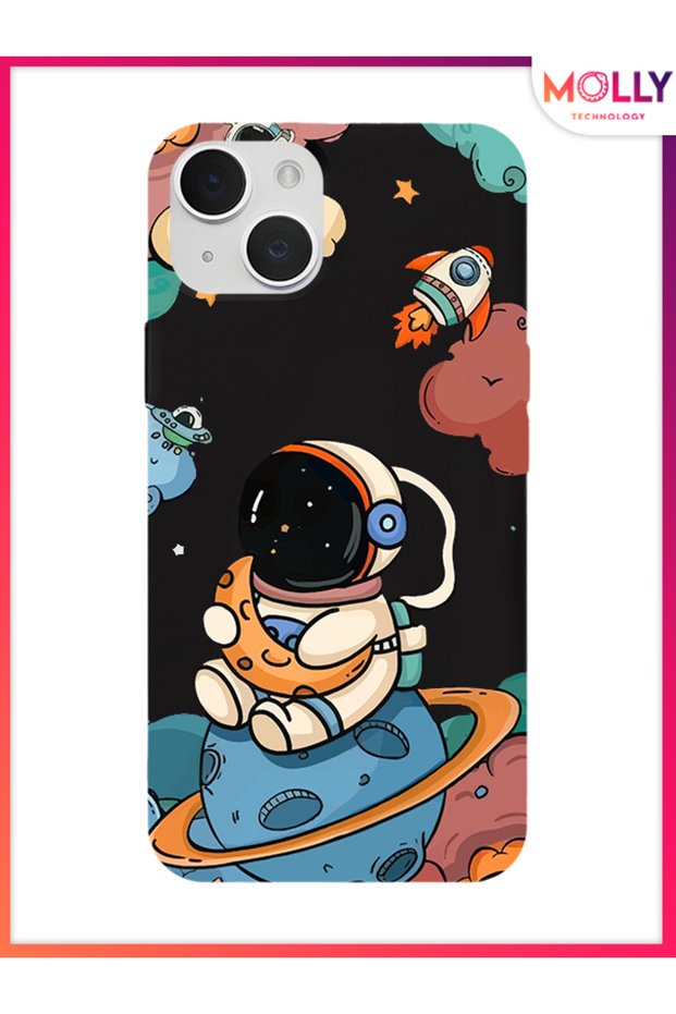 Black Baby of the Galaxy Pattern Silicone Case for iPhone 14
