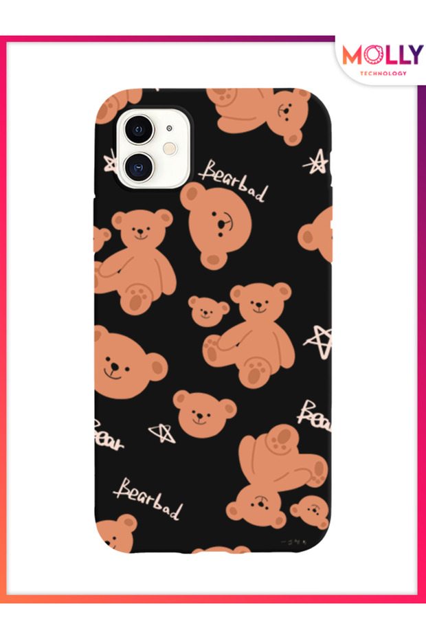 Black Boop Bearies Pattern Silicone Case for iPhone 12