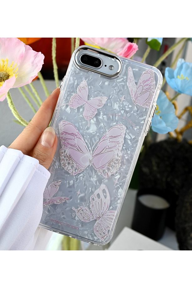 Iphone 6 Plus - 7 Plus Ve 8 Plus Uyumlu 2in1 Kelebek Desenli Silikon Kılıf - 3
