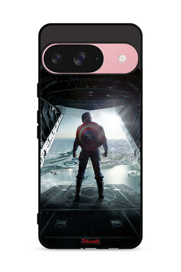 غطاء حماية لهاتف Google Pixel 9 بتصميم صورة كابتن أمريكا