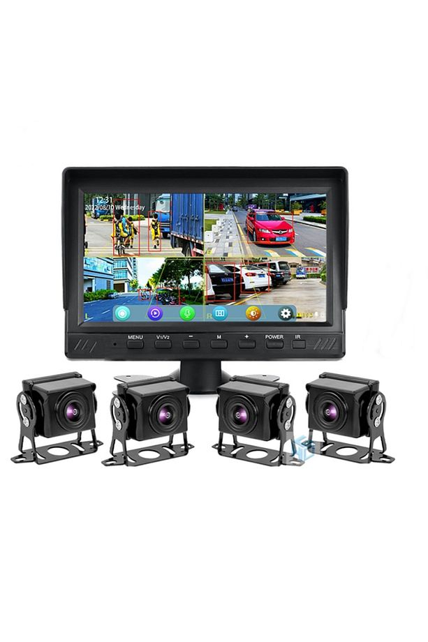 7 Inç Monitör Ve 4' lü Kamera Seti Karavan Traktör Kamyon Otobüs Tır için 4'lü Kamera Kayıt Yapar - 1