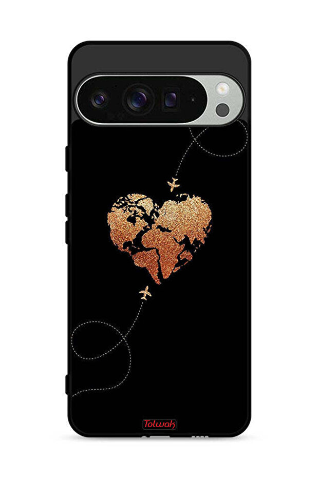 غطاء حماية لجهاز Google Pixel 9 Pro برسومات طائرات تلامس القلب