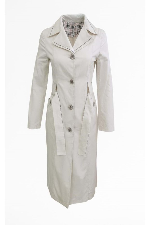 I01411 Women's Linen Button Front Trench Coat - Ecru - St01411-Ecru-44