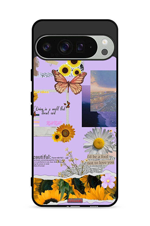 غطاء حماية لجهاز Google Pixel 9 Pro بملصقات عباد الشمس الجميلة