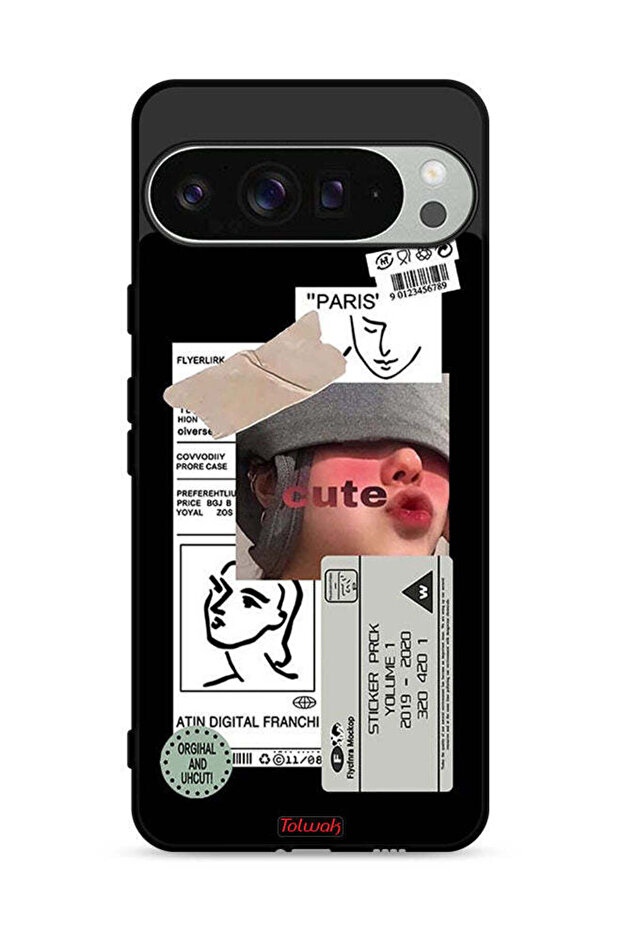 غطاء حماية لجهاز Google Pixel 9 Pro بملصق لطيف
