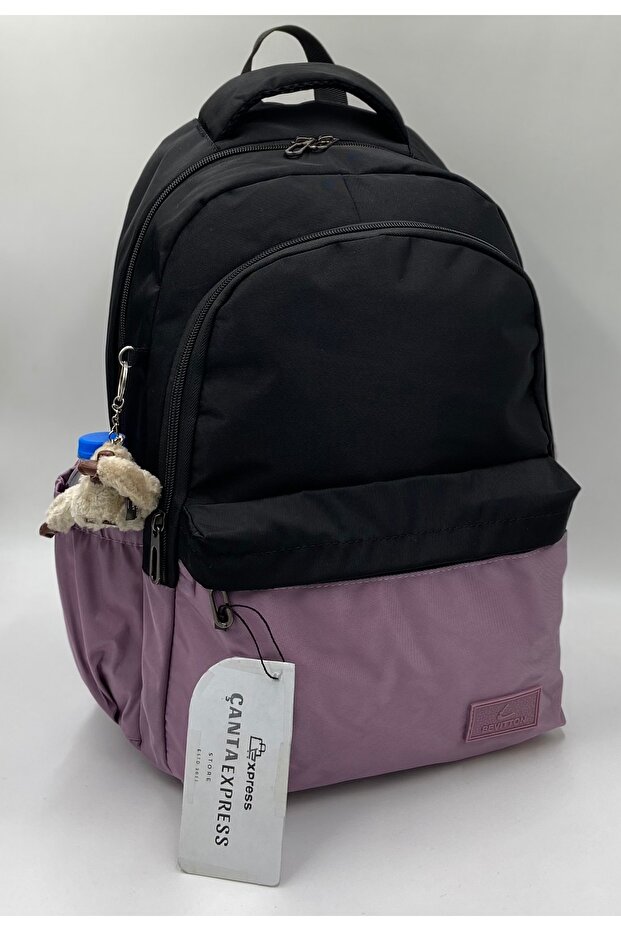 Plain Satin Fabric Backpack Waterproof School Backpack Tiny 34100 - 1