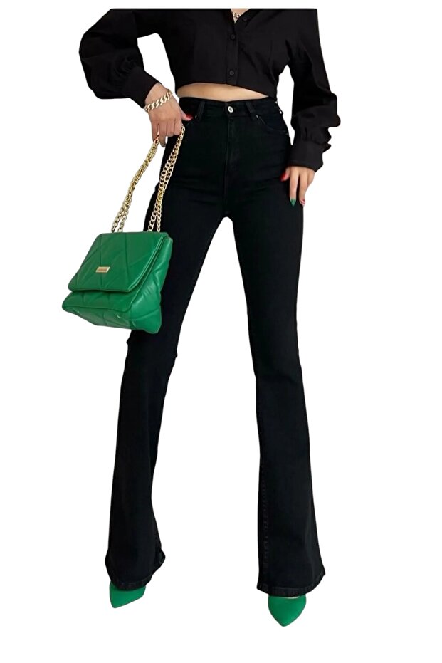 Pina Black Colorfast Lycra High Waist Spanish Leg Jeans