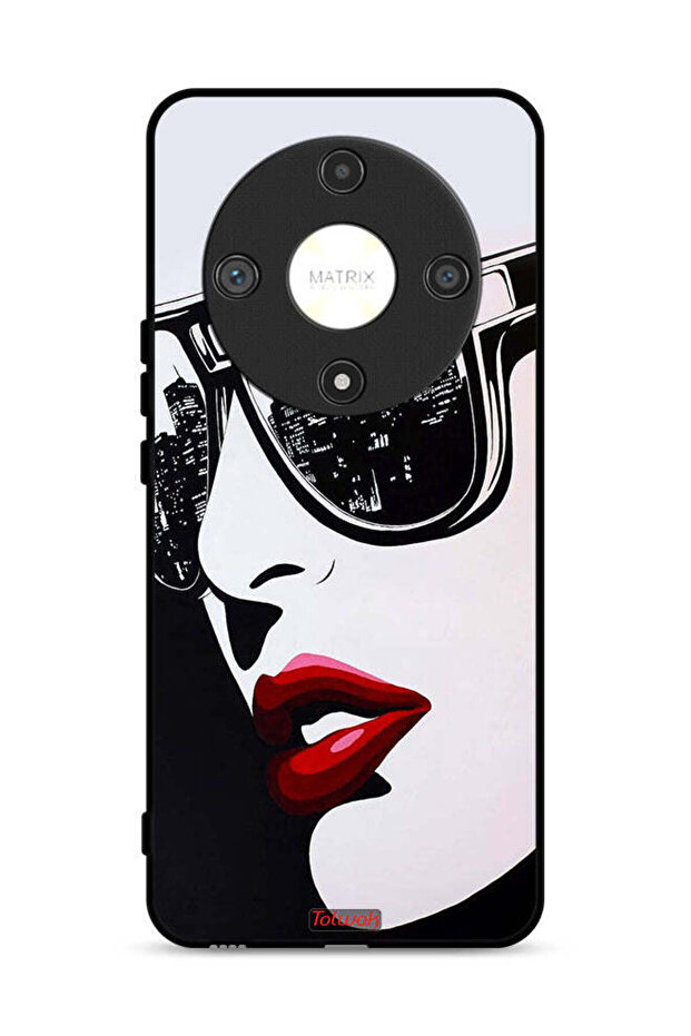 غطاء حماية لهاتف Honor X9b 5G بتصميم وجه فتاة وفن تجريدي