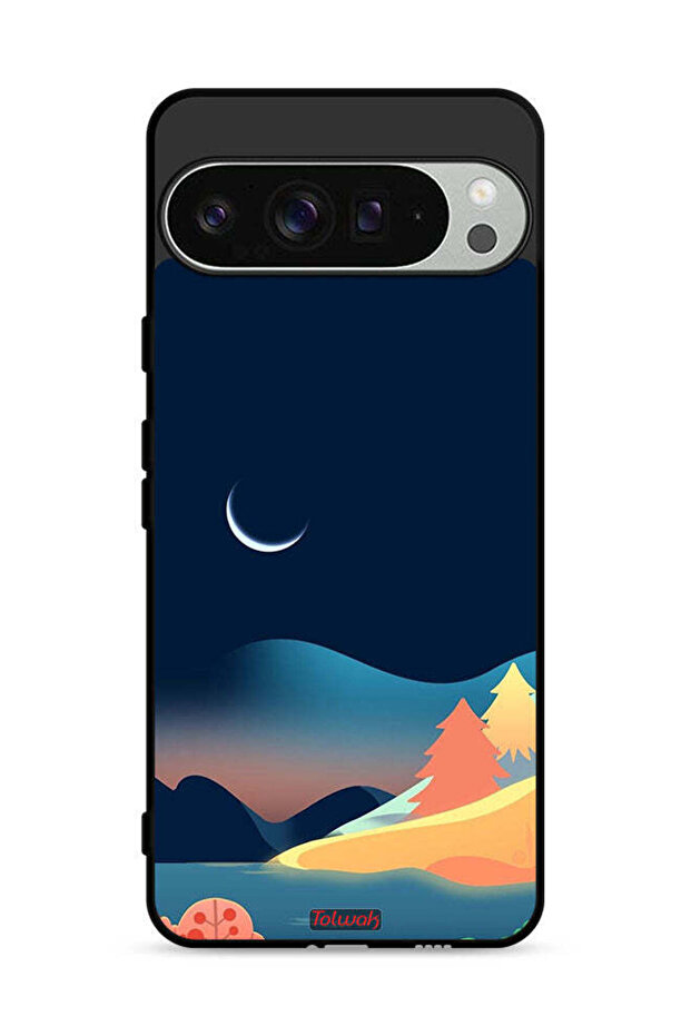 غطاء حماية لجهاز Google Pixel 9 Pro برسومات تجريدية للقمر