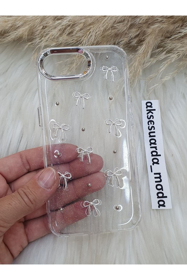 iPhone 16E Compatible Bow Glitter Transparent Case