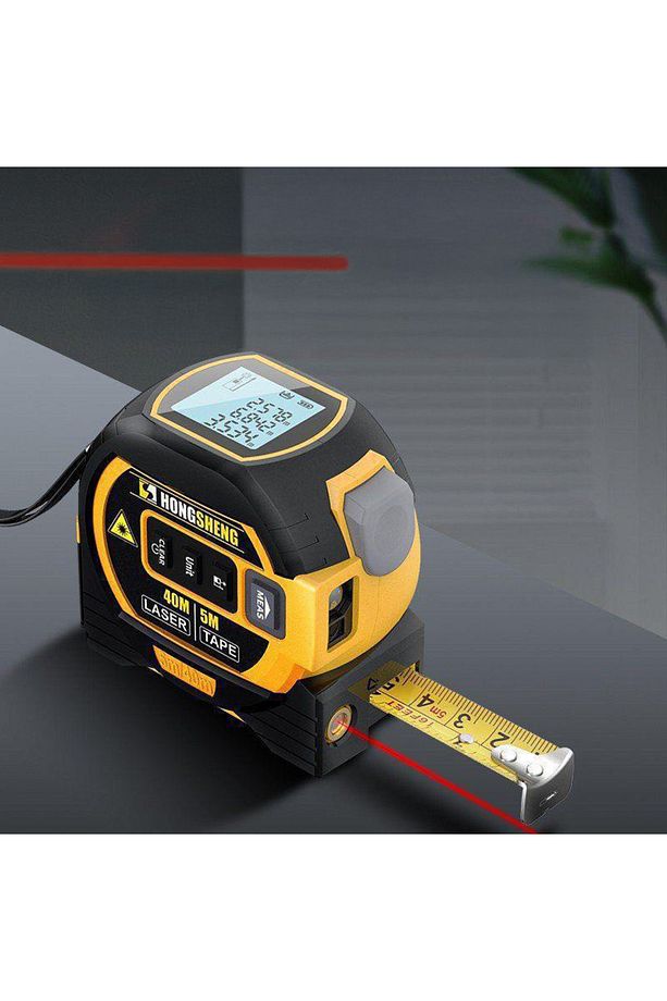 3 in 1 Yüksek Hassasiyetli Lazer Metre Kızılötesi Mesafe Ölçer, Çizgi Lazer ve Dijital Şerit Metre - 4
