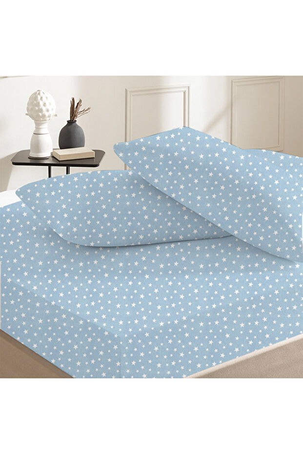 100% Cotton Single Fitted Sheet 100X200+30 | 50X70 Pillow Case (1 Piece)