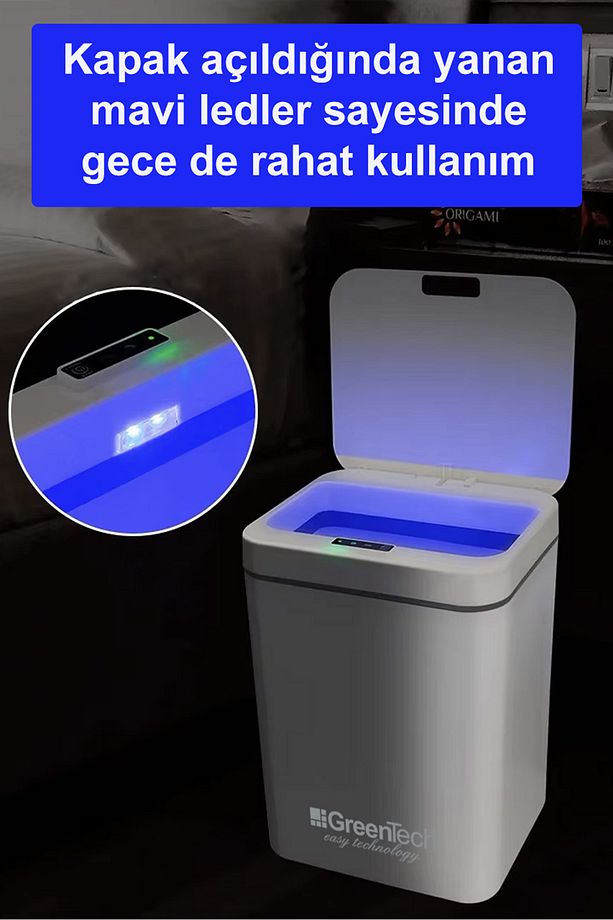 Sensörlü 16 Litre Çöp Kovası (Şarj Edilebilir Lityum Pilli) / GT-SC03N - 2