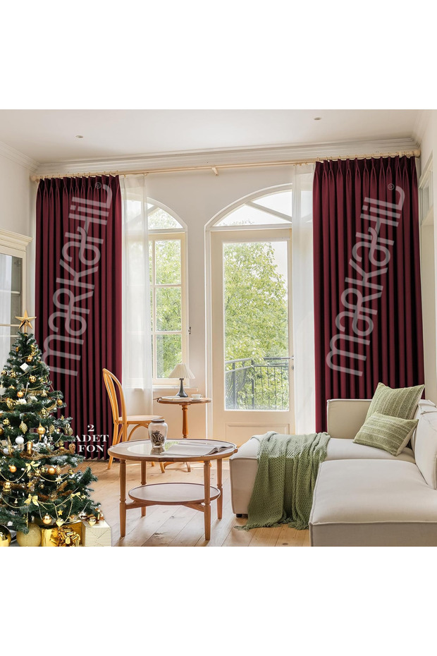 Markahi̇l Full Blackout Blackout Curtain 2 Pieces Lightproof Sunshade Background Curtain