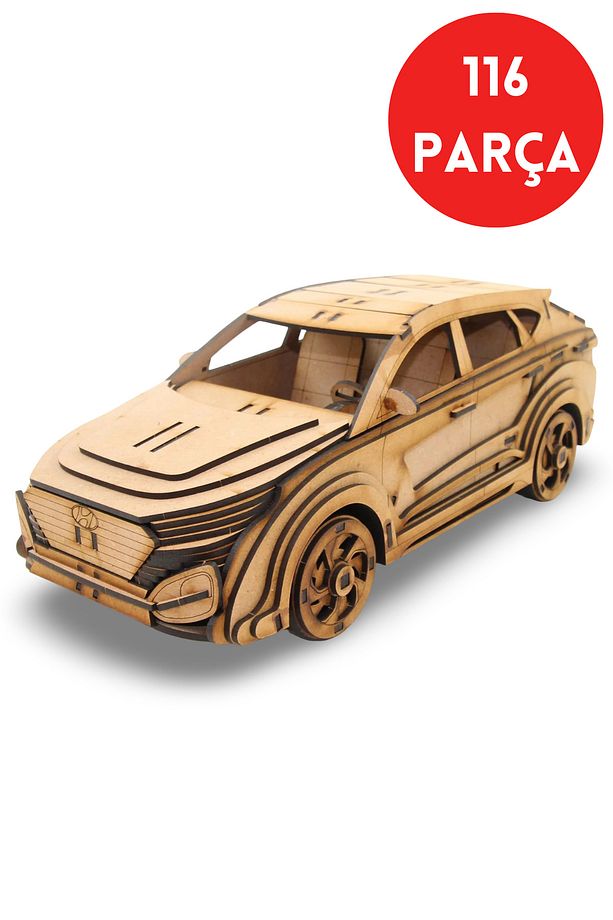 Ahşap Hyundai SUV Maketi - 116 Parça 3D Puzzle Model Araba - 3D Puzzle Ahşap Oyuncak - 1