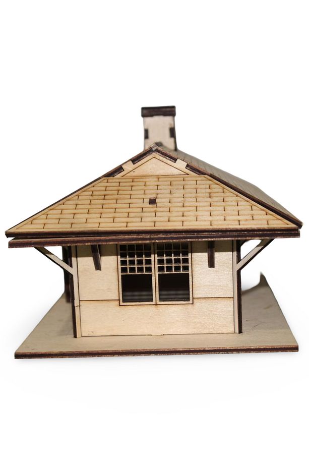 1/48 Ölçekli Ahşap Tren İstasyonu Maketi - 42 Parça 3D Ahşap Tren İstasyonu - 4