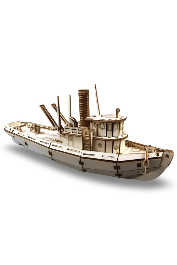 Tooting Tug Römorkör Ahşap Maketi - 178 Parça 3D Puzzle Ahşap Hobi Seti - 4