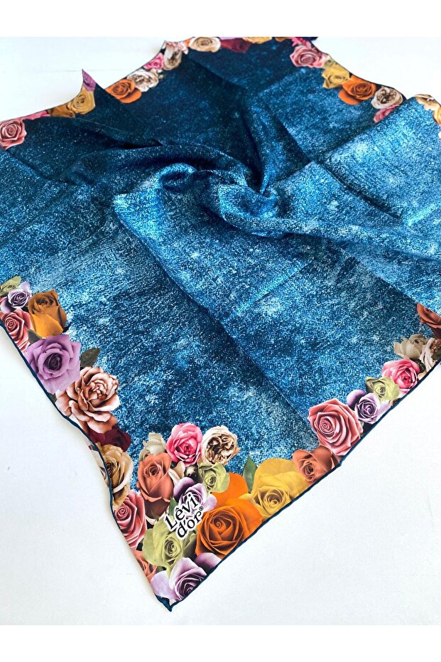 Tivil Pure Silk Scarf 48966 Blue Mixed Pattern