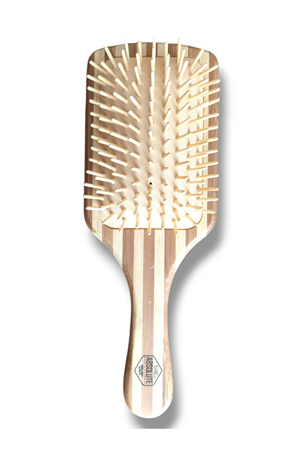 Bamboo Hair Lightening Brush - Antistatic, Scalp Massage Effect, Wide Surface Natural Comb