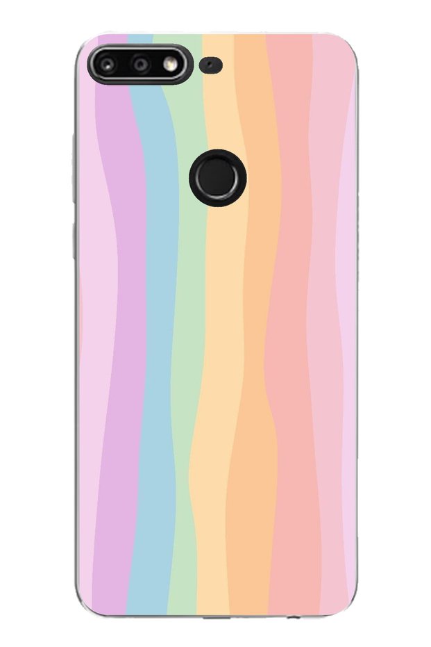 Huawei Y7 2018 - Honor 7C Compatible Rainbow Colorful Transparent Silicone Case