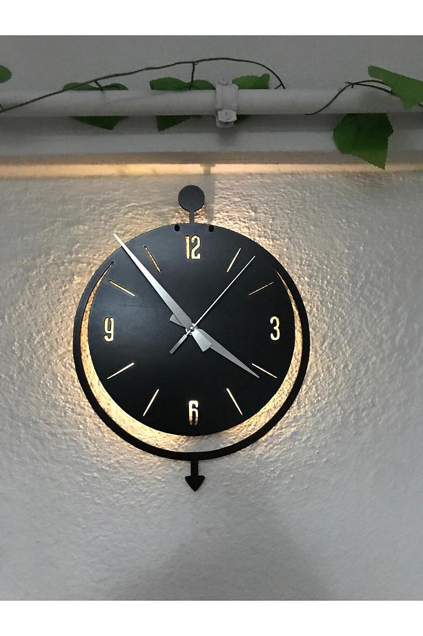 Minimalist Ledli Ahşap Duvar Saati - 5