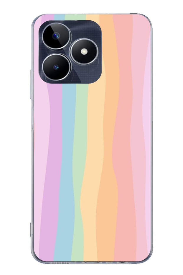 Realme C53 Compatible Rainbow Colorful Transparent Silicone Case