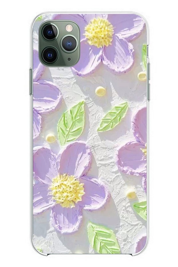 حافظة سيليكون شفافة متوافقة مع هاتف iPhone 11 PRO MAX باللون الأرجواني من Daisy Watercolor
