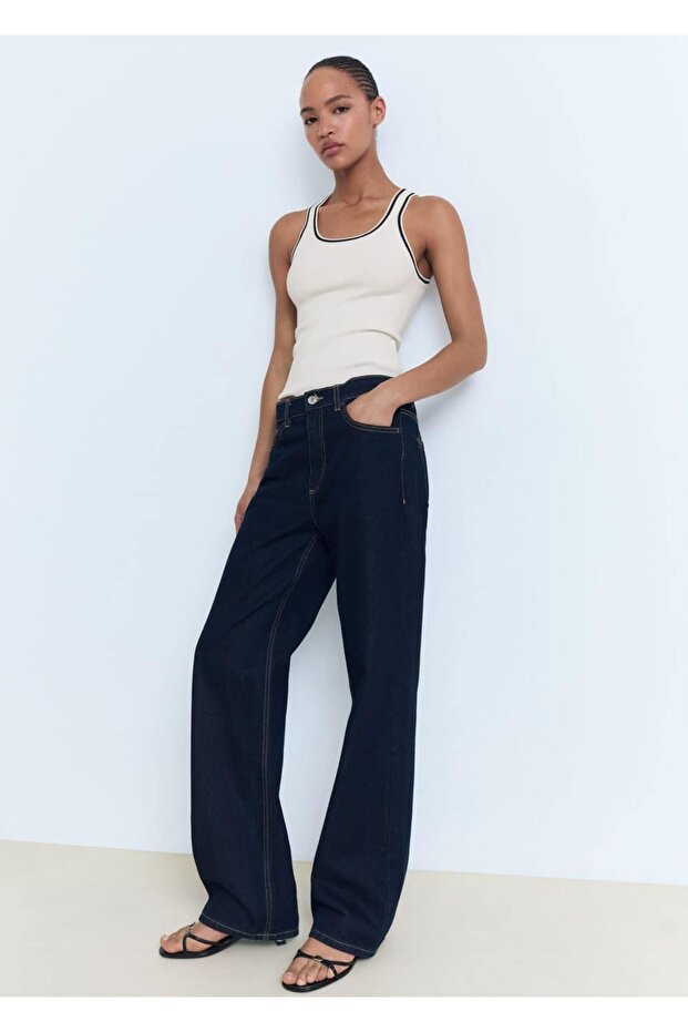 Kontrast detaylı triko bluz - 2