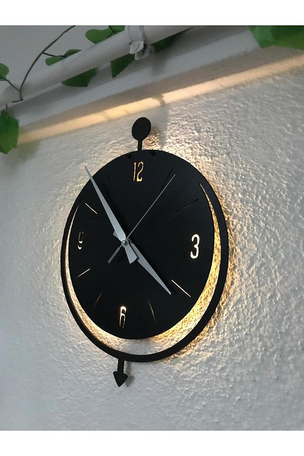 Minimalist Ledli Ahşap Duvar Saati - 1