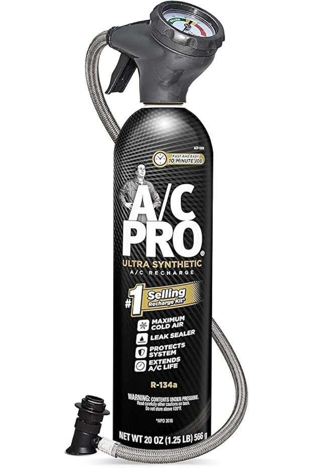 مكيف هواء السيارة InterDynamics AC Pro، مبرد R134A اصطناعي، مجموعة إعادة شحن مكيف الهواء مع خرطوم و