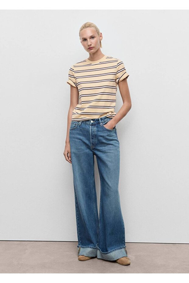 Pamuklu çizgili tişört - 2