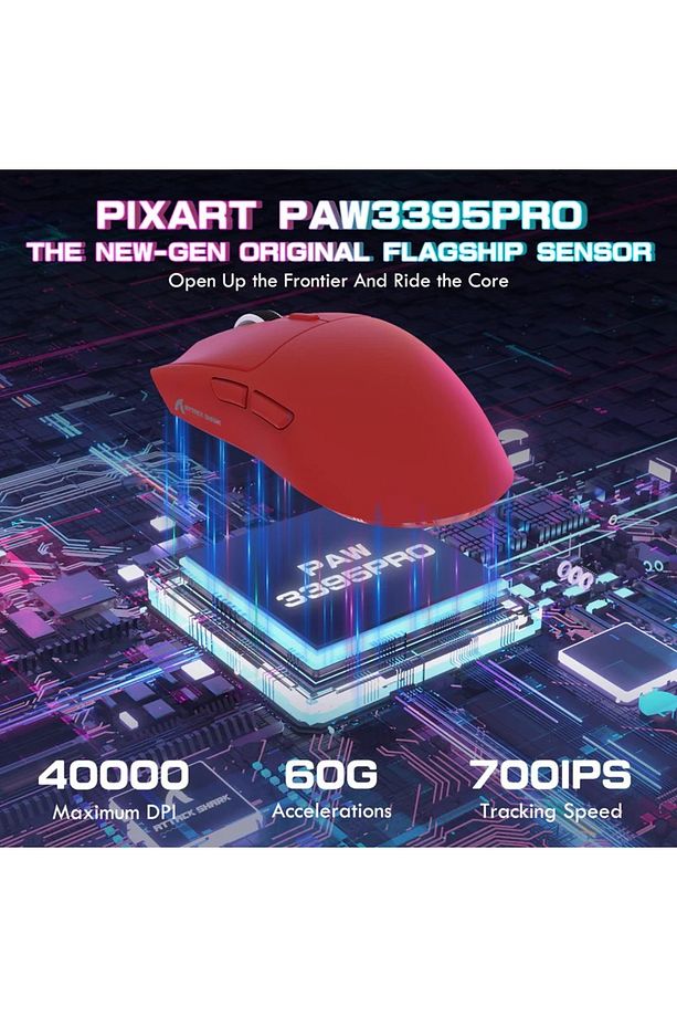 ATTACK SHARK X1 Üç Modlu Oyuncu Faresi Dokunmatik Yüzey RGB Şarj İstasyonu PAW3395PRO Sensör - 4