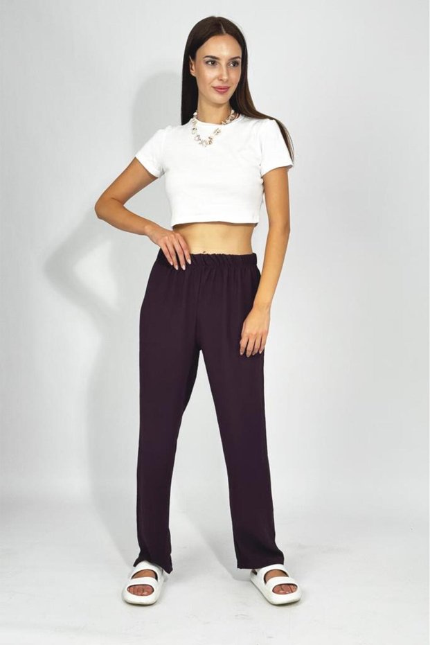 Women's Elastic Waist Ayrobin Tracksuit Pants Plum
