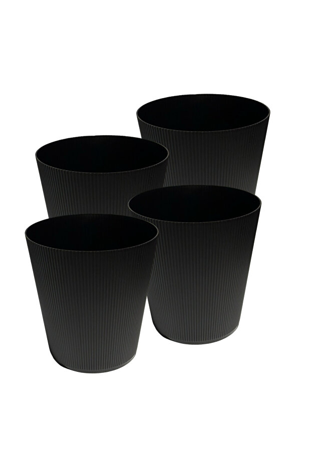 4-Piece Black Plastic Trash Bin