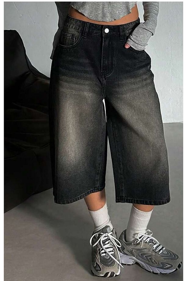 Y2K Yıkamalı BAGGY Unisex Denim Şort Bermuda - 2