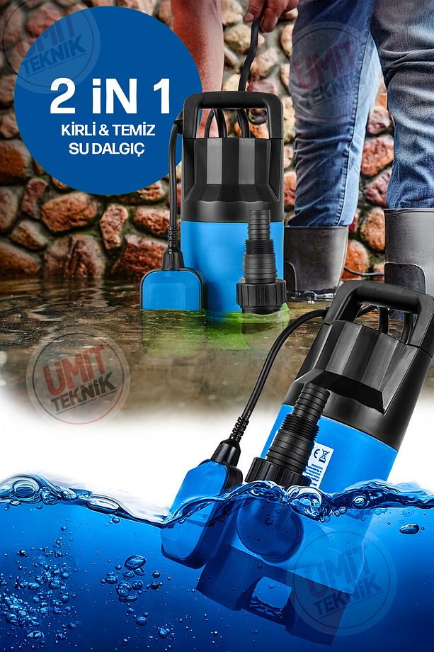 Şamandıralı Kirli- Temiz Dalgıç Pompası Yüzme Havuzu Gölet Sel Su Aktarma Su Boşaltma Pompası 1"550W - 2