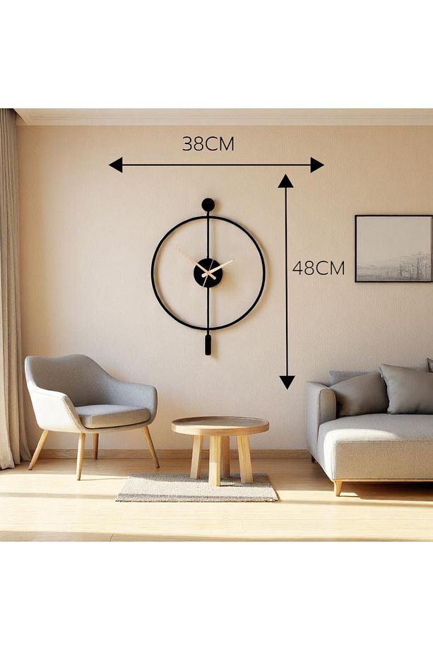 Minimalist Siyah Ahşap Duvar Saati – 49X38CM Sessiz Quartz Mekanizma - 3
