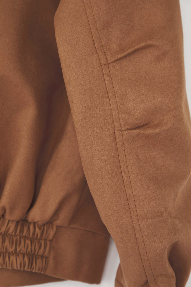 Kahverengi Oversize Kalıp Süet Bomber İnce Ceket Mont TWOAW26MO00126 - 9