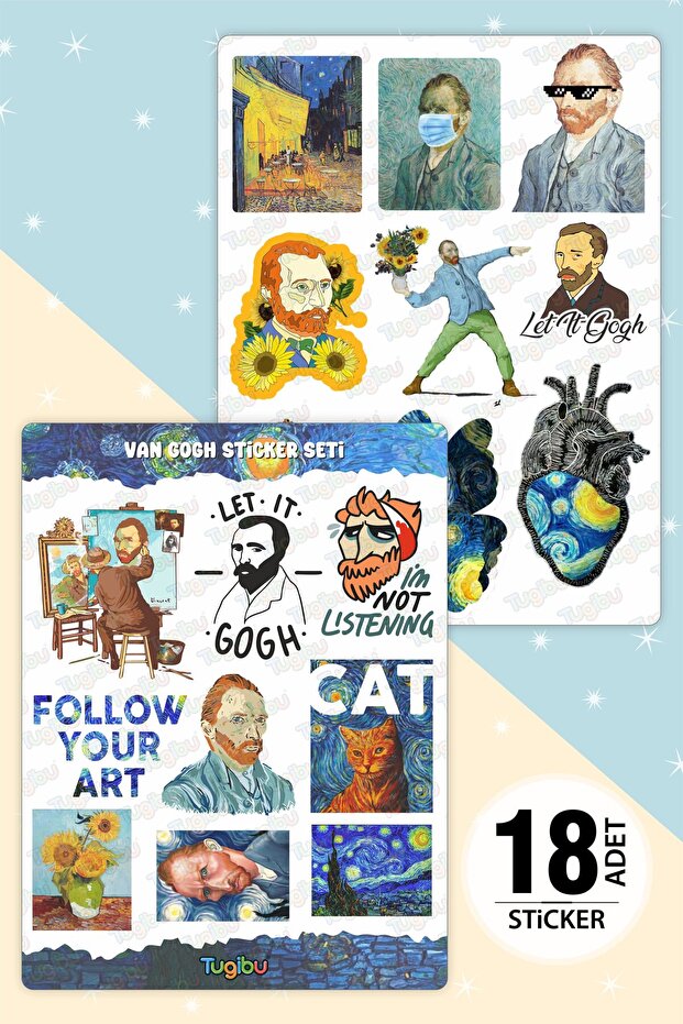 Van Gogh Sticker Set, Art Sticker Set, 18 Pieces Van Gogh Stickers