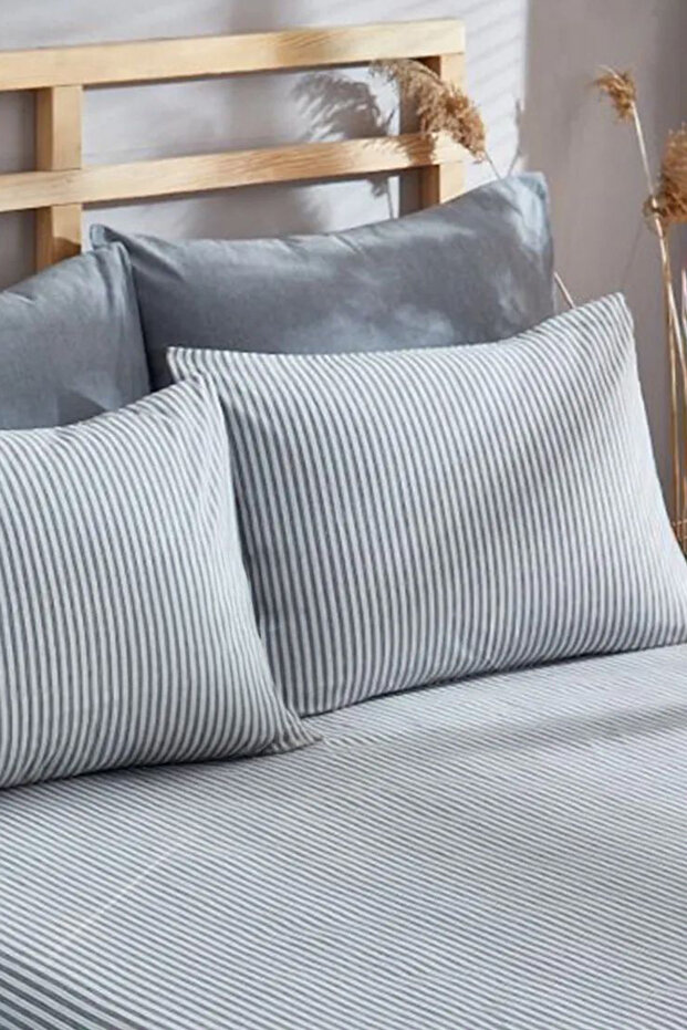 Çift Kişilik Lastikli İpliği Boyalı Çarşaf 180x200+30cm & 2'li Yastık Kılıfı 50x70cm TPHSS25CCT00000 - 3