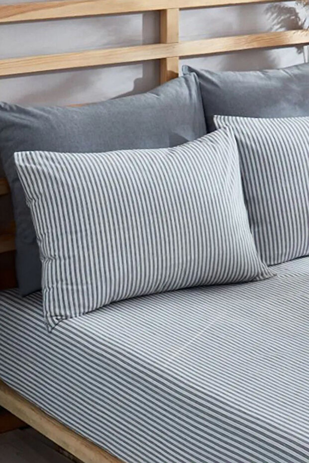 Çift Kişilik Lastikli İpliği Boyalı Çarşaf 180x200+30cm & 2'li Yastık Kılıfı 50x70cm TPHSS25CCT00000 - 2