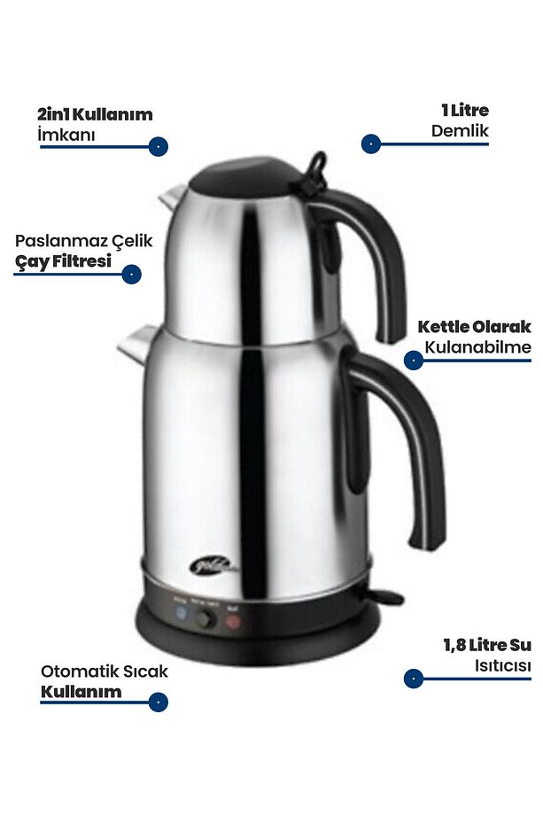 Viola 2200 Watt İnox Paslanmaz Çelik Otomatik Çay Makinesi Ve Su Isıtıcısı GTM-7310S - 2