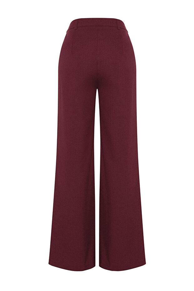 Bordo Wide Leg/Geniş Paça Pilili Pantolon TWOAW22PL0475 - 12