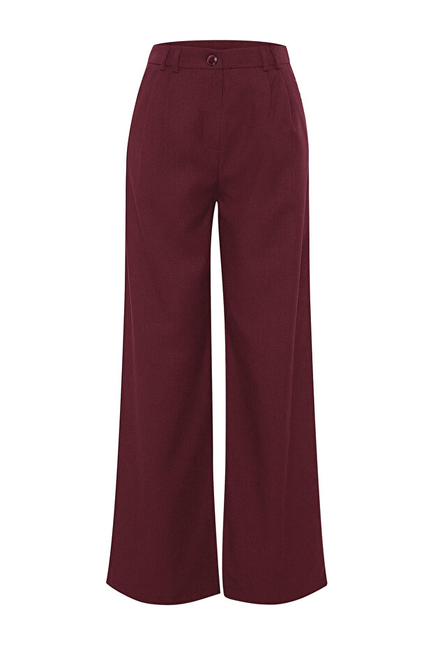 Bordo Wide Leg/Geniş Paça Pilili Pantolon TWOAW22PL0475 - 10