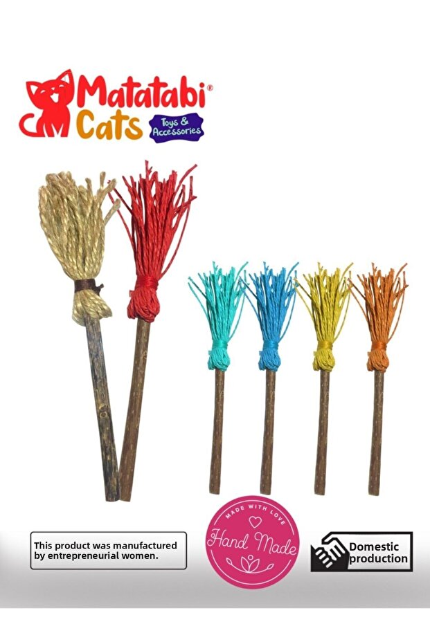 Süpürge Natural Cat Chew Stick, Natural Cat Toy with String 1 Piece