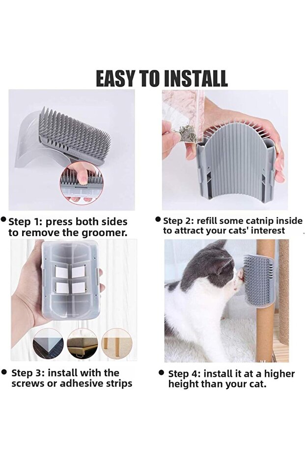 Cat Self Grooming Brush,Cat Scratcher Comb, Massage Toy with Catnip Pouch,for Hairballs (Set of 2) - 7
